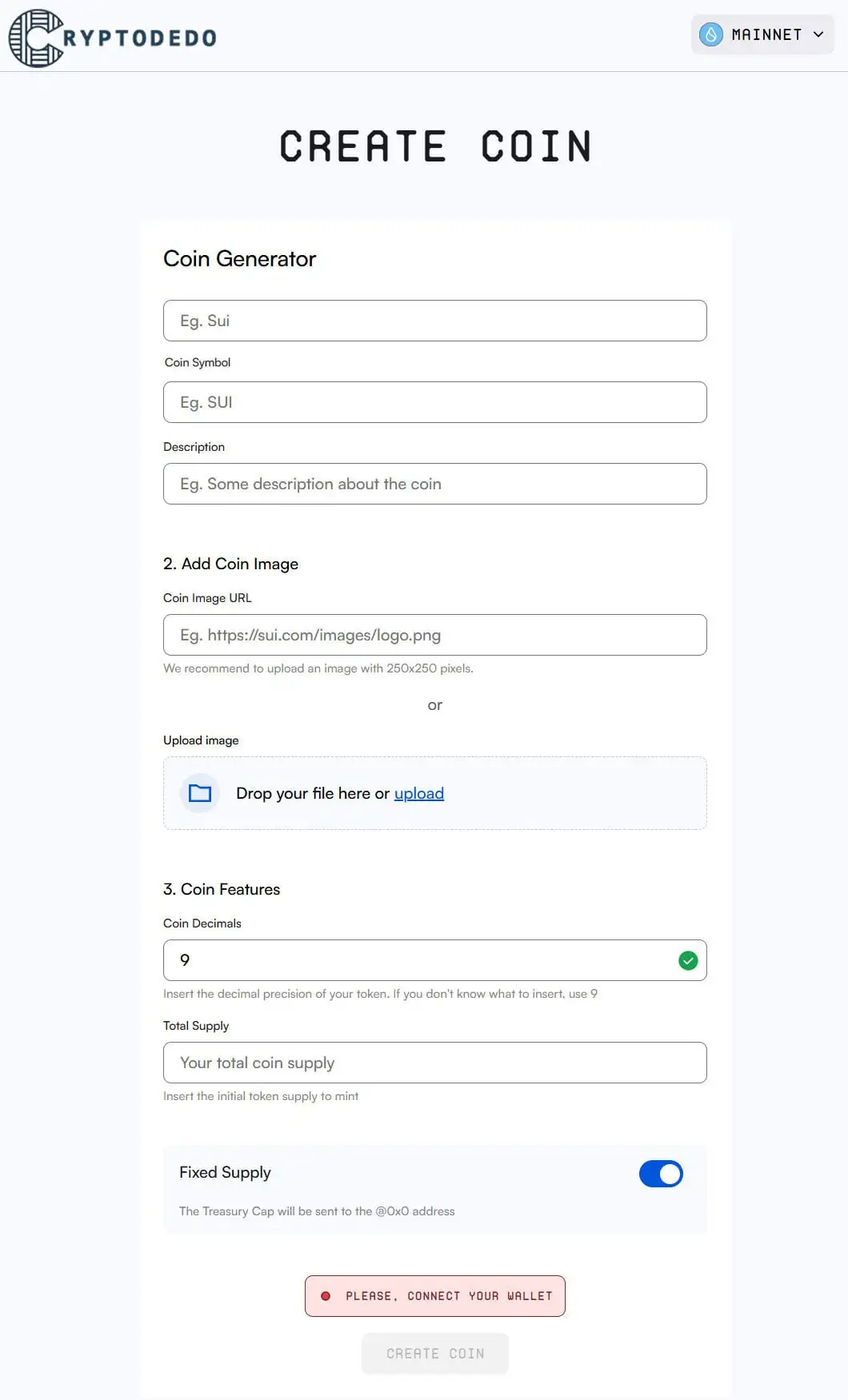 Create Sui Token on Suicoins